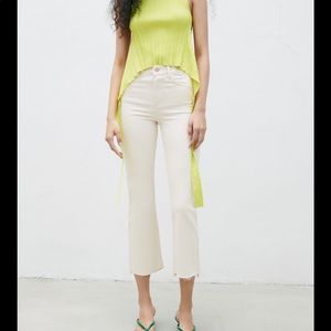 NWT Zara high rise mini flare jeans in ecru